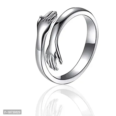 CRYSTAL SILVER HUG RING For Girl WOmen Always wear it all Special Days all Time Favourite-thumb0