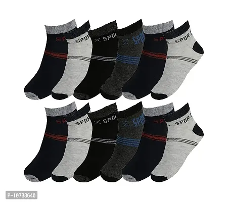 Navkar Crafts Premium Men's and Women's Cotton Ankle Length Socks/Sport Socks (Pack of 12 Pairs, Multicolor)-thumb0