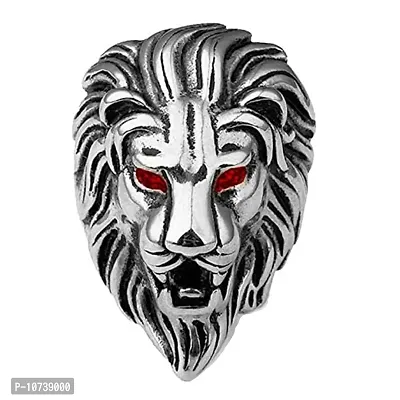 Shimankana Lion Red Eyes Titanium Stainless Steel Design Ring for Mens/Boys