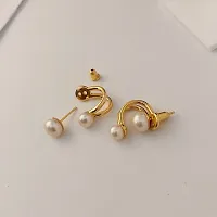 Modern Double Sided Pearl 2 in 1 Earrings for Girls and Women-thumb3