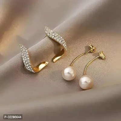 Stylish Beautiful Pearl Wing Stud Korean Earrings for Girls and Women-thumb3