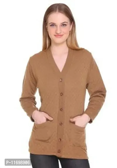 Stylish Woolen Self Pattern Cardigan For Women
