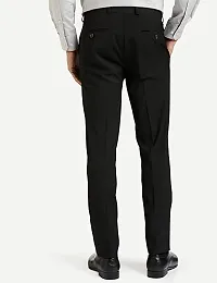 Stylish Black Cotton Blend Regular Fit Formal Trousers For Men-thumb1