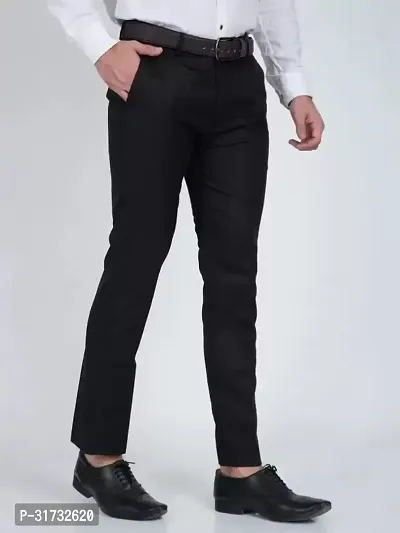 Stylish Black Cotton Blend Formal Trousers For Men-thumb4