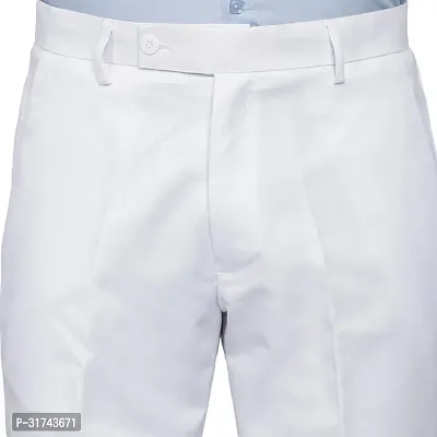 Stylish White Cotton Blend Regular Fit Formal Trousers For Men-thumb5