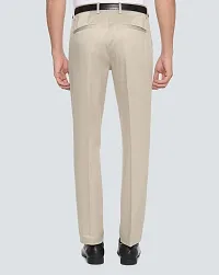 Stylish Beige Cotton Blend Solid Regular Fit Trouser For Men-thumb1