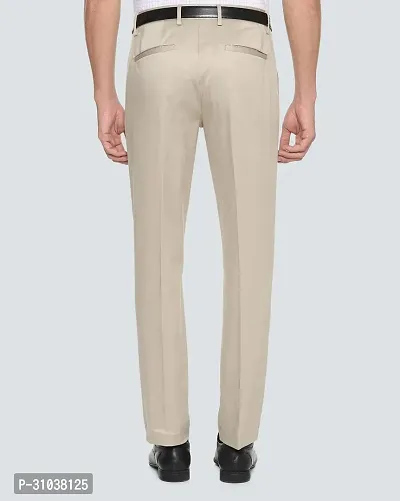 Stylish Beige Cotton Blend Solid Regular Fit Trouser For Men-thumb2