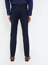 Stylish Blue Cotton Blend Regular Fit Formal Trousers For Men-thumb1