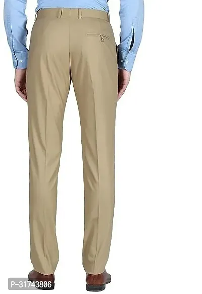 Stylish Cream Cotton Blend Regular Fit Formal Trousers For Men-thumb2