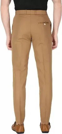 Stylish Tan Cotton Blend Regular Fit Formal Trousers For Men-thumb1