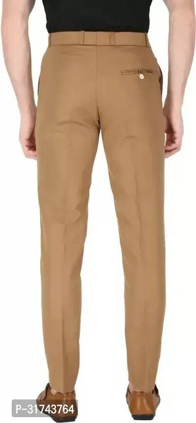 Stylish Tan Cotton Blend Regular Fit Formal Trousers For Men-thumb2