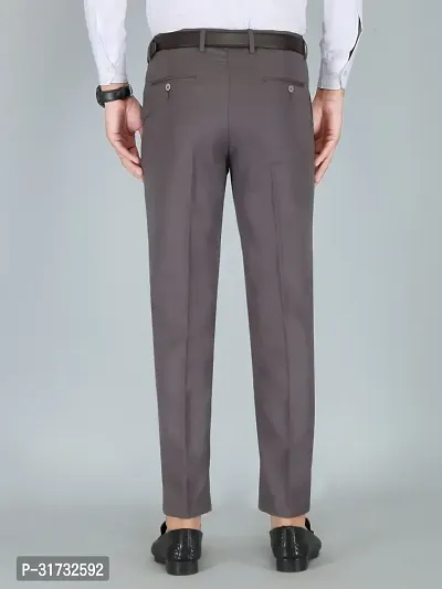 Stylish Grey Cotton Blend Formal Trousers For Men-thumb2