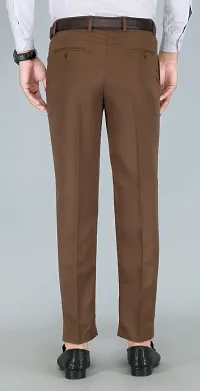 Stylish Brown Cotton Blend Regular Fit Formal Trousers For Men-thumb1