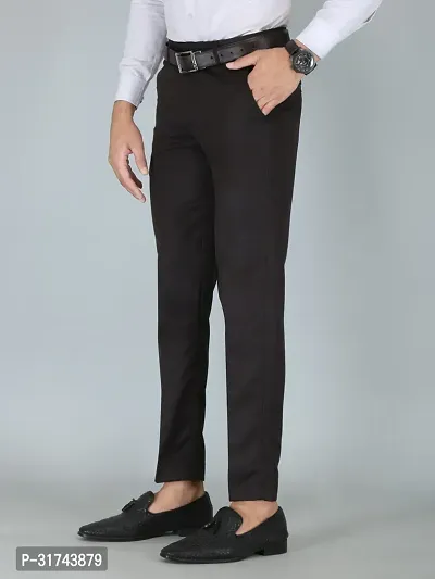 Stylish Black Cotton Blend Regular Fit Formal Trousers For Men