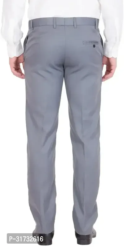 Stylish Grey Cotton Blend Formal Trousers For Men-thumb2