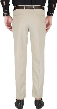 Stylish Off White Cotton Blend Solid Regular Fit Trouser For Men-thumb1