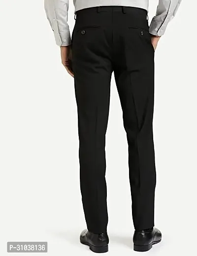 Stylish Black Cotton Blend Solid Regular Fit Trouser For Men-thumb2