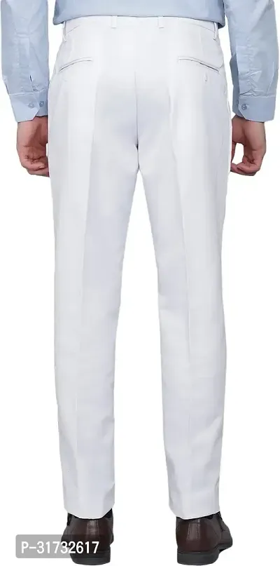 Stylish White Cotton Blend Formal Trousers For Men-thumb2