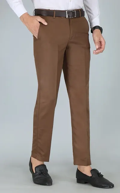 Stylish Blend Solid Regular Fit Trouser For Men