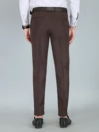 Stylish Coffee Cotton Blend Regular Fit Formal Trousers For Men-thumb1