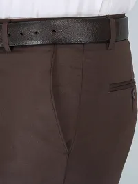 Stylish Brown Cotton Blend Formal Trousers For Men-thumb4