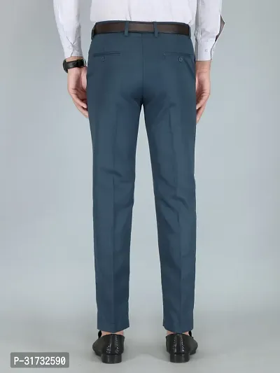 Stylish Blue Cotton Blend Formal Trousers For Men-thumb2