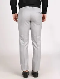 Stylish Grey Cotton Blend Regular Fit Formal Trousers For Men-thumb1