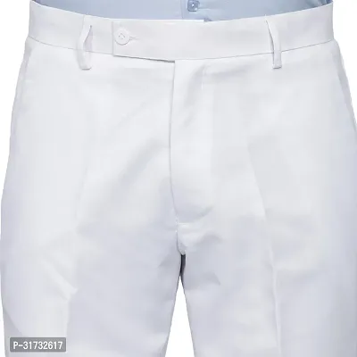 Stylish White Cotton Blend Formal Trousers For Men-thumb5