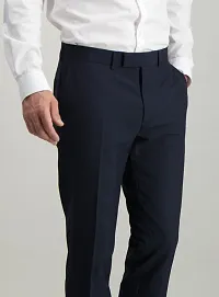 Stylish Blue Cotton Blend Formal Trousers For Men-thumb2