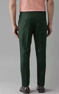 Stylish Green Cotton Blend Regular Fit Formal Trousers For Men-thumb1