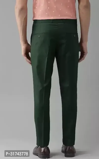 Stylish Green Cotton Blend Regular Fit Formal Trousers For Men-thumb2