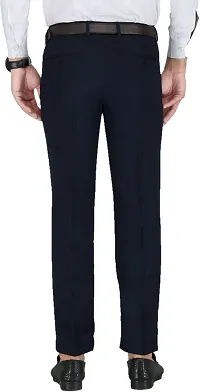 Stylish Blue Cotton Blend Formal Trousers For Men-thumb1