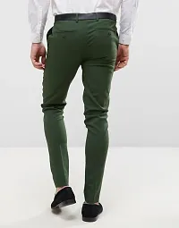 Stylish Green Cotton Blend Formal Trousers For Men-thumb1