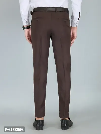 Stylish Brown Cotton Blend Formal Trousers For Men-thumb2