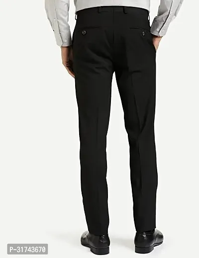 Stylish Black Cotton Blend Regular Fit Formal Trousers For Men-thumb2