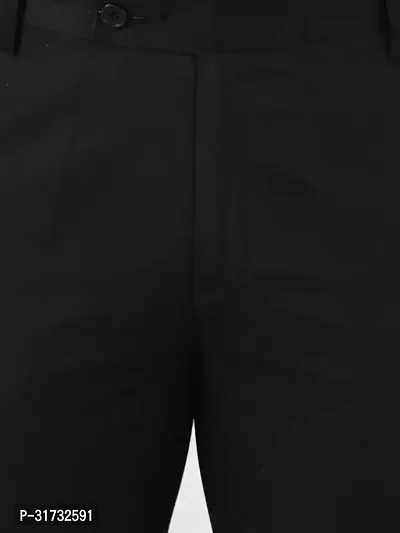 Stylish Black Cotton Blend Formal Trousers For Men-thumb5