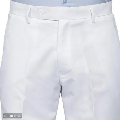 Stylish White Cotton Blend Solid Regular Fit Trouser For Men-thumb5