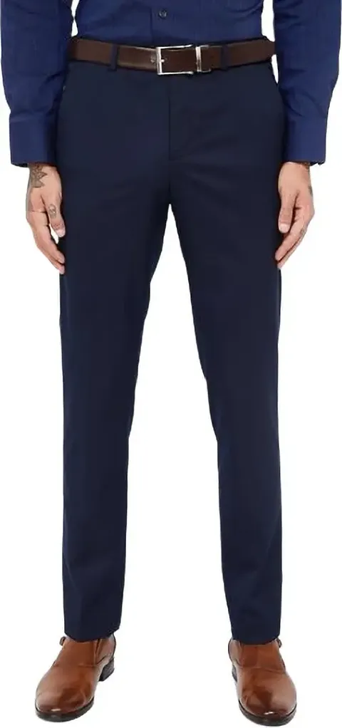 Classic Cotton Blend Solid Formal Trousers for Men