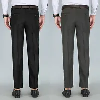 Classic Cotton Blend Solid Formal Trouser for Men, Pack of 2-thumb3