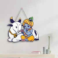 Shree Krishna with dedicated wooden wall hanging-thumb2