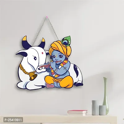 Shree Krishna with dedicated wooden wall hanging-thumb3