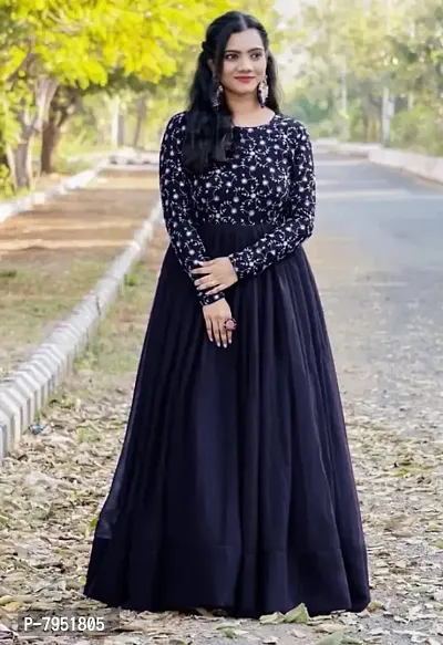 Black and shops blue long dress