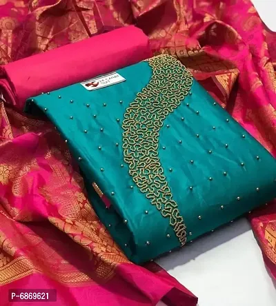 Beautiful Silk Cotton Unstitched Dress Material With Dupatta