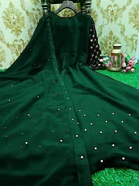 Reliable Green Heavy Georgette Silk Embroidered Gown with Dupatta Set For Women-thumb1