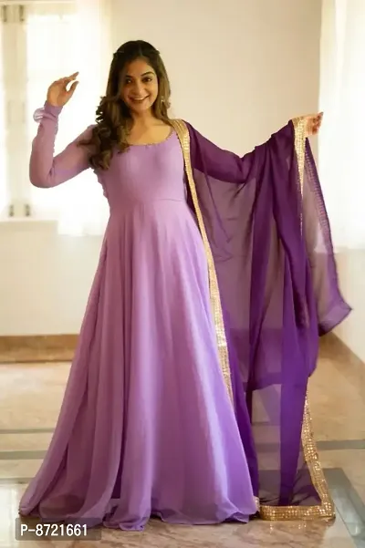 Purple Georgette Ethnic Gowns For Women-thumb0