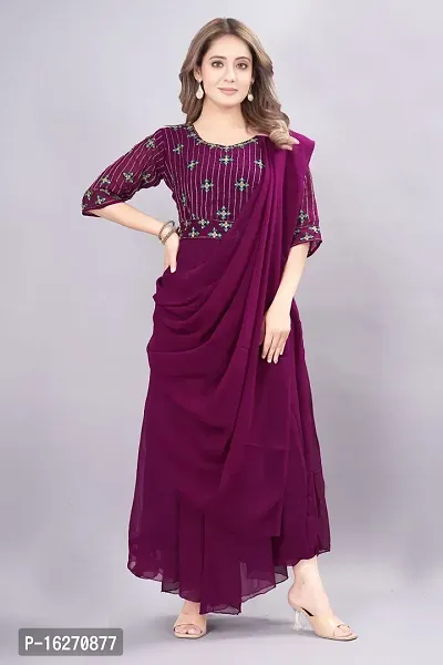 Attractive Georgette Gowns for Women With Dupatta  Ethnic Belt