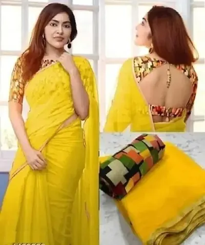 Price Dropp!!!!! Best Selling Solid Bollywood Georgette Sarees