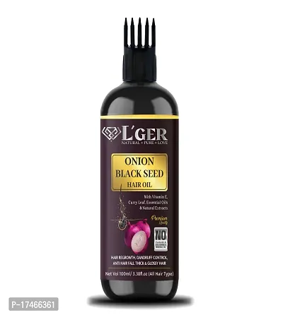 Onion Oil - Black Seed Onion Hair Oil - WITH COMB APPLICATOR - Controls Hair Fall - NO Mineral Oil, Silicones, Cooking Oil  Synthetic Fragrance - 100 ml Hair Oil (100Ml)-thumb0