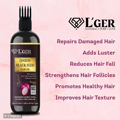 Onion Oil - Black Seed Onion Hair Oil - WITH COMB APPLICATOR - Controls Hair Fall - NO Mineral Oil, Silicones, Cooking Oil  Synthetic Fragrance - 100 ml Hair Oil (100Ml)-thumb2