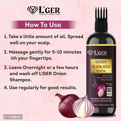 Onion Oil - Black Seed Onion Hair Oil - WITH COMB APPLICATOR - Controls Hair Fall - NO Mineral Oil, Silicones, Cooking Oil  Synthetic Fragrance - 100 ml Hair Oil (100Ml)-thumb3